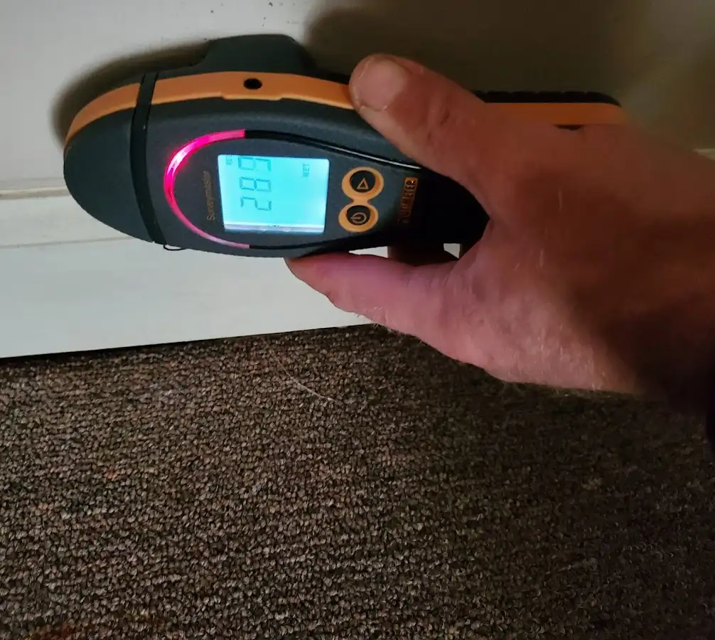 Moisture detection at baseboard during Mold Inspection & Testing in Exeter